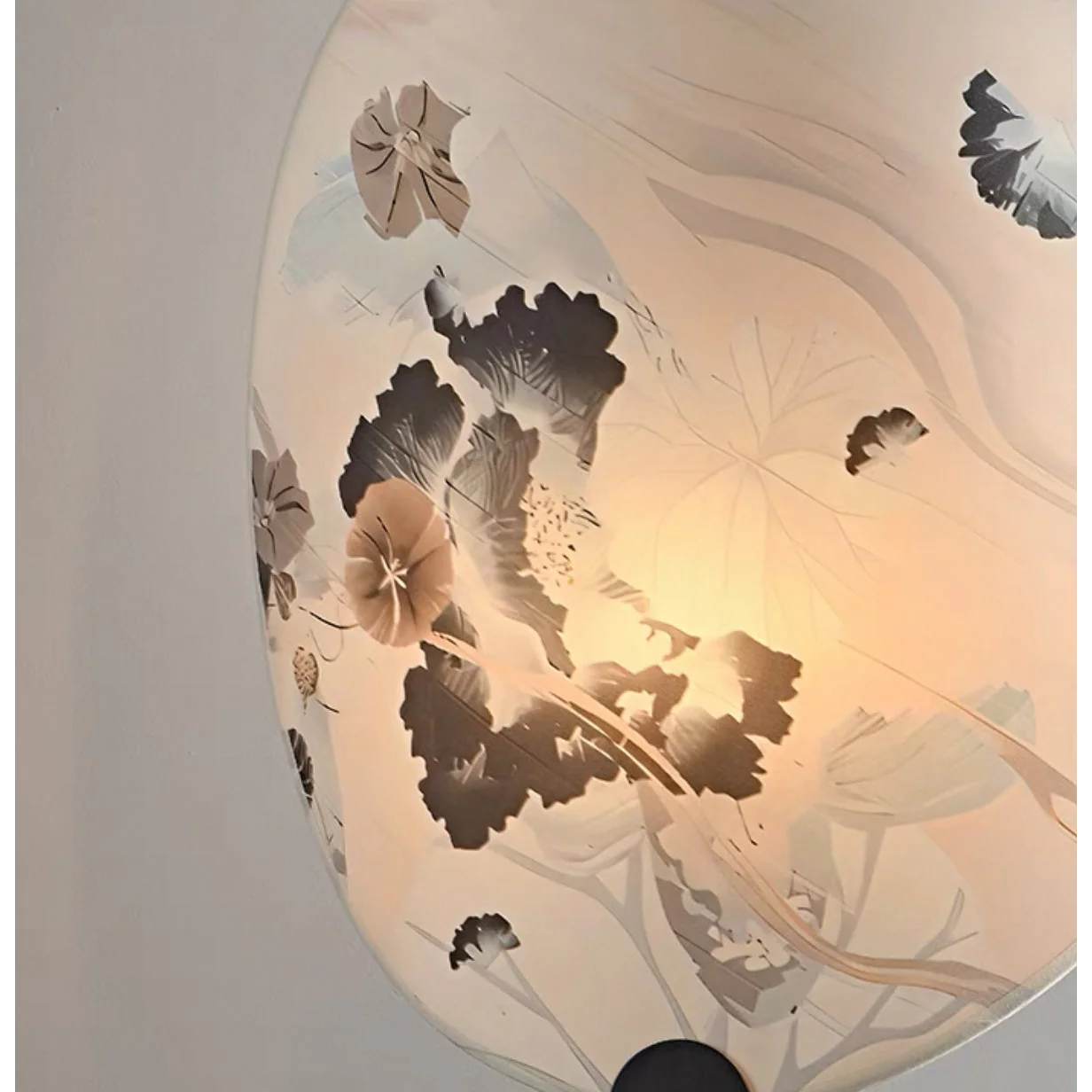 Artisanal Printed Glass Table Lamp – Modern Japanese Inspired Design White Akira