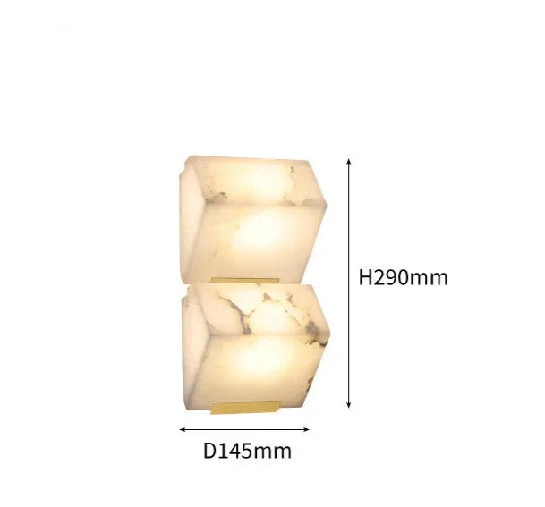 Alabaster Block Wall Sconce | Stacked Solid-stone 1/2/3-tier Modern Hallway & Living Room Casalolalights Luxury Lamps