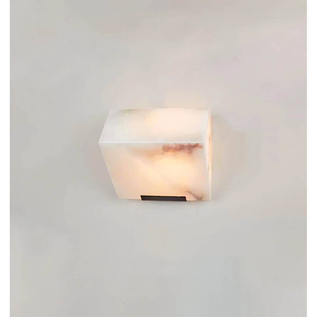 Genuine Alabaster Block Wall Sconce Black | 1 2 or 3 Stone Blocks Hallway Light 2700k Led Casalola Lights Luxury Lamps