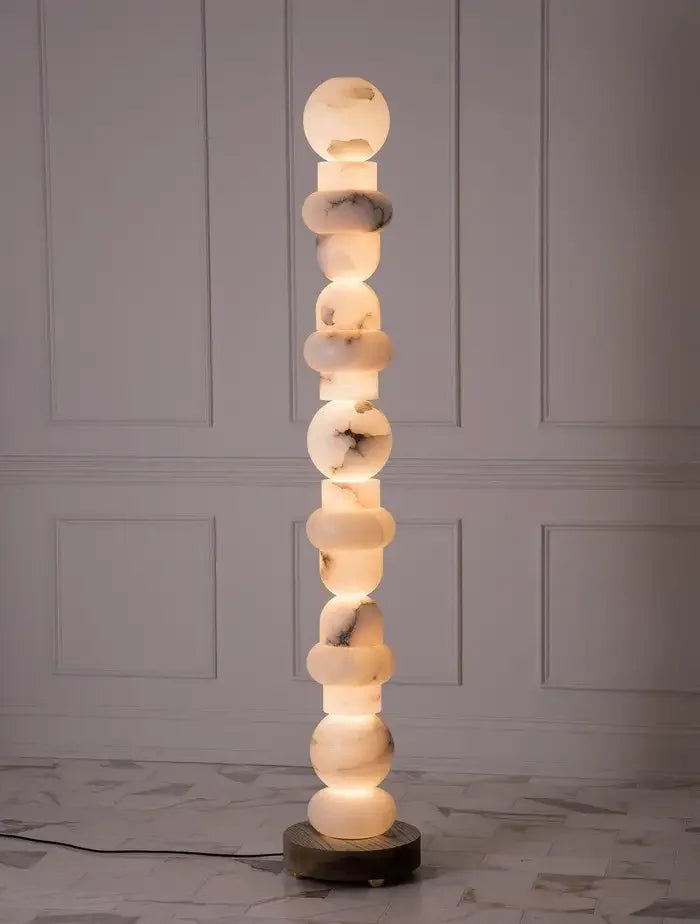 Alabaster Column Lamp | Real Luxury Marble Floor For Living Room Lighting | Designer - Lamps