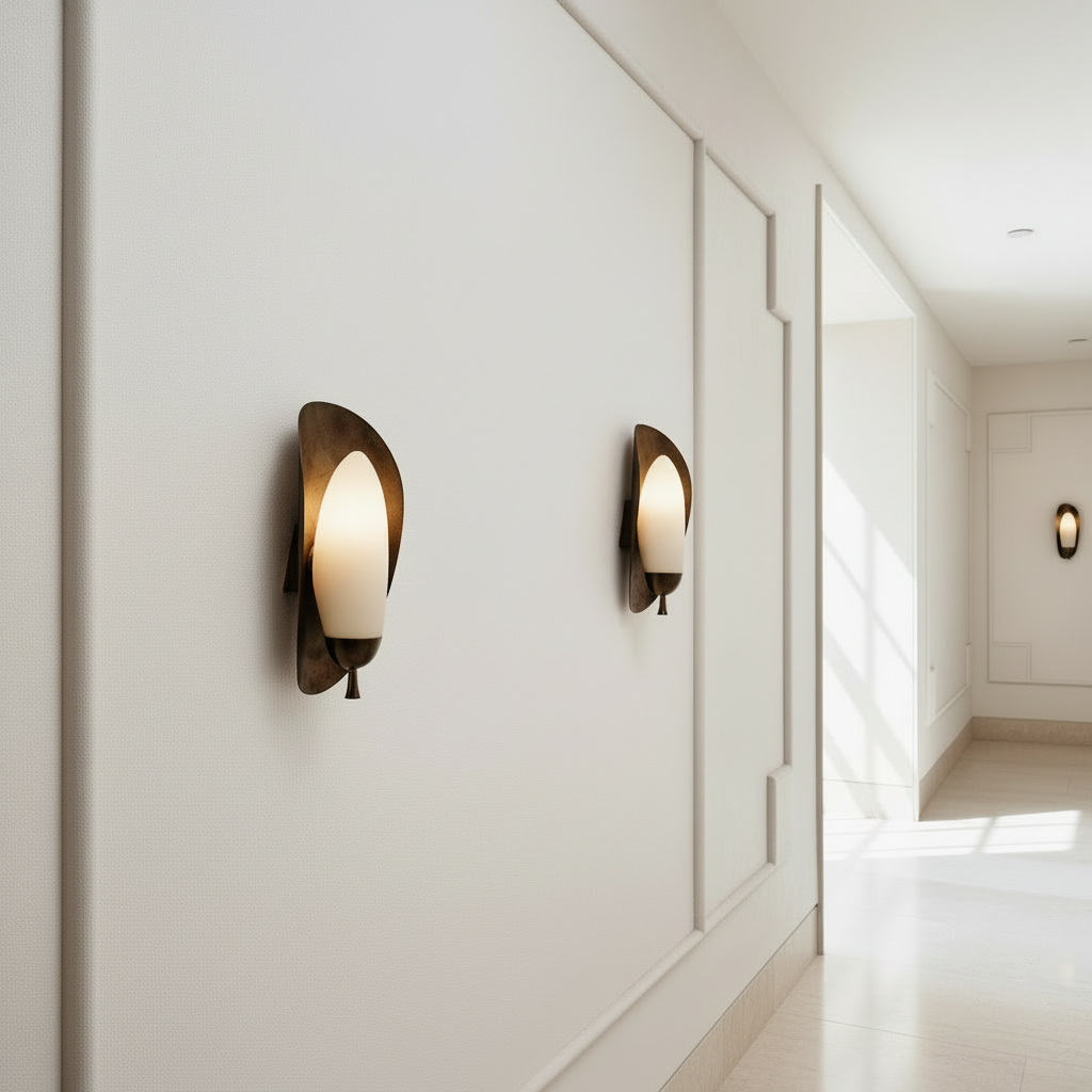 Alabaster and Copper Wall Sconce – Casalola Vertical Stone Column Light for Bedroom & Hallway