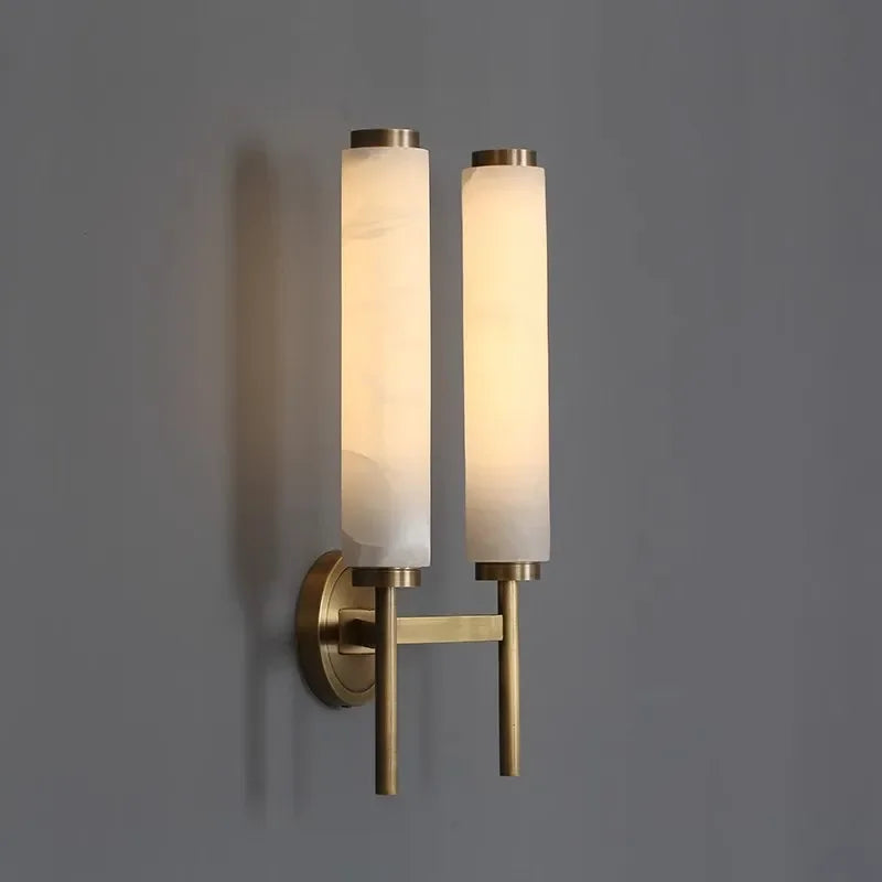 Alabaster Wall Sconce | Natural Stone & Copper Up-down Led Light Foyer Bedside Study Dining Room Casalolalights Luxury