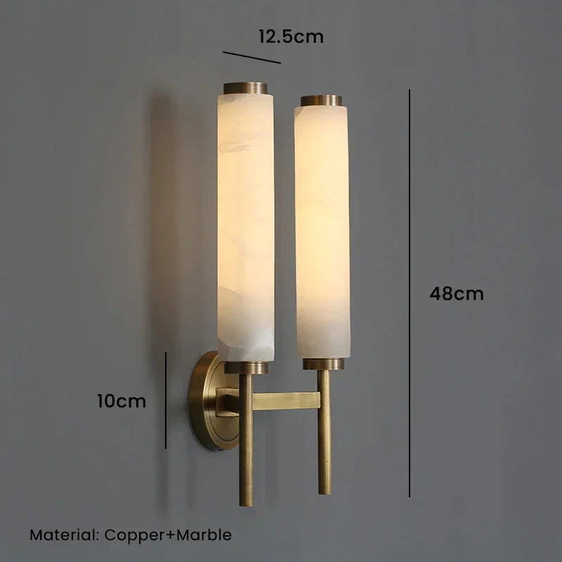 Alabaster Wall Sconce | Natural Stone & Copper Up-down Led Light Foyer Bedside Study Dining Room Casalolalights Luxury