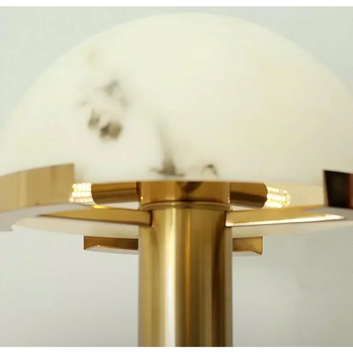 Alabaster and Gold Brass Table Lamp for Bedroom Living Room | Carved Stone Dome Modern Art Deco Casalola Lights Luxury