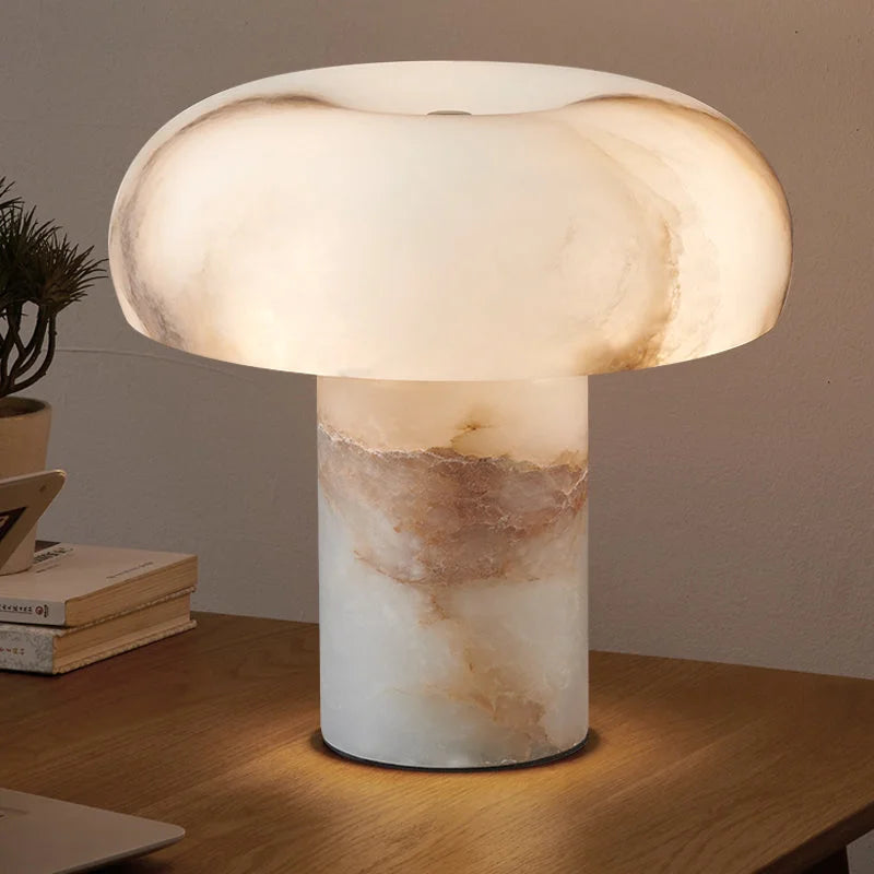 Alabaster Dome Table Lamp | Sculptural Designer Accent Light