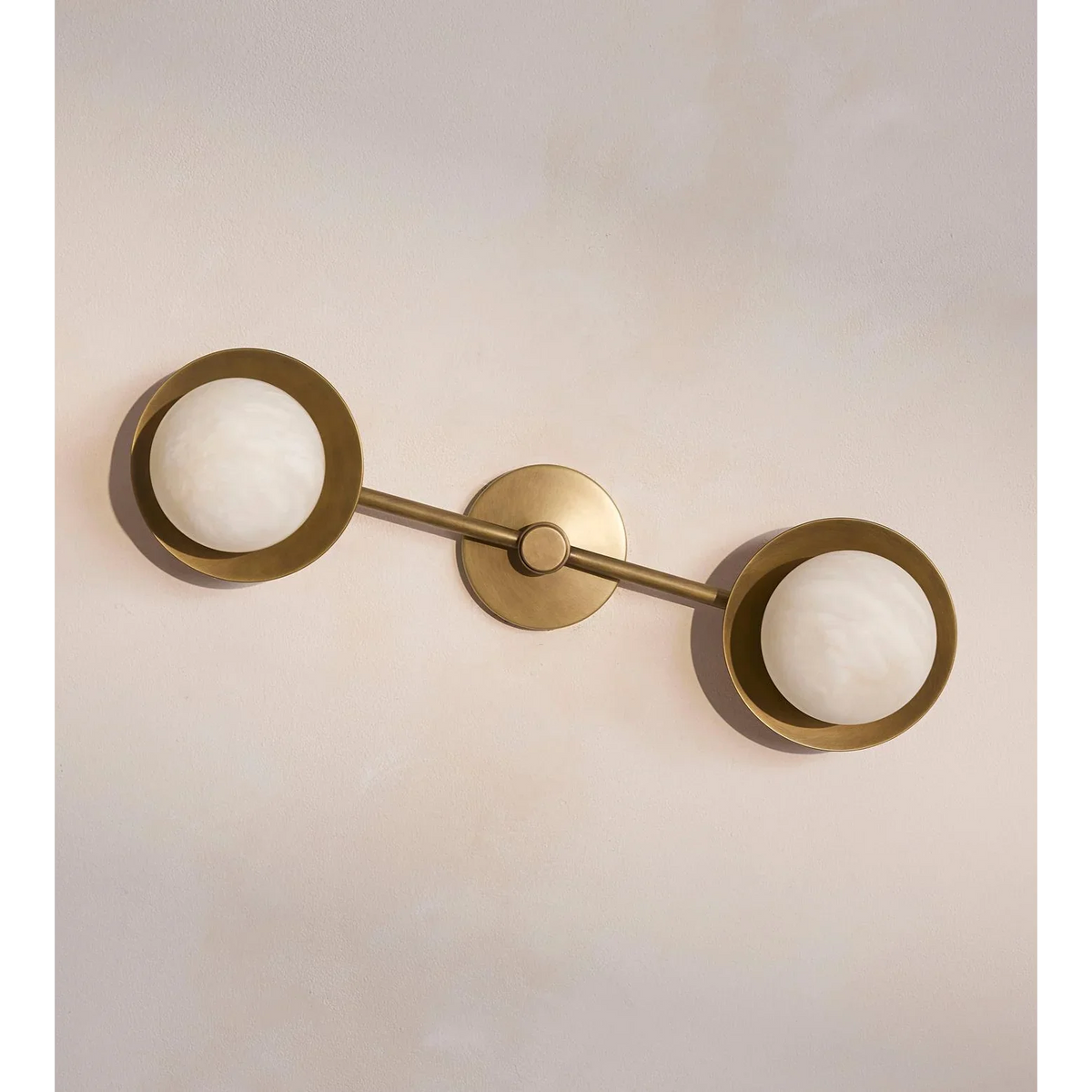 Double Alabaster Globe & Copper Wall Sconce | Twin Stone-globe Modern Minimalist Bath Bedroom Casalolalights Luxury