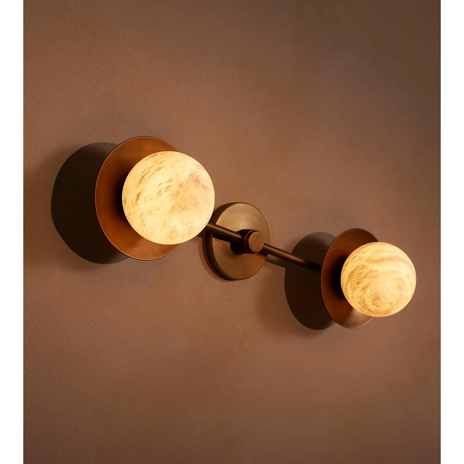 Alabaster Double Wall Sconce – Aged Brass & Sculptural Design