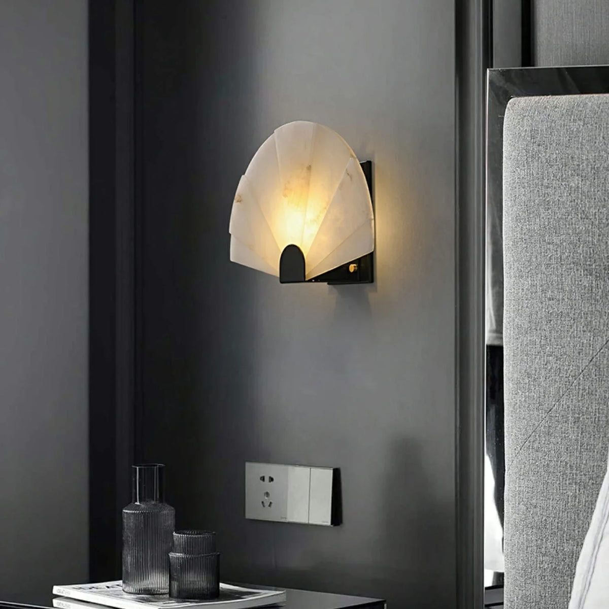 Alabaster Fan Wall Sconce | Translucent Stone 35cm Modern Living Room & Hallway Casalolalights Luxury Lamps