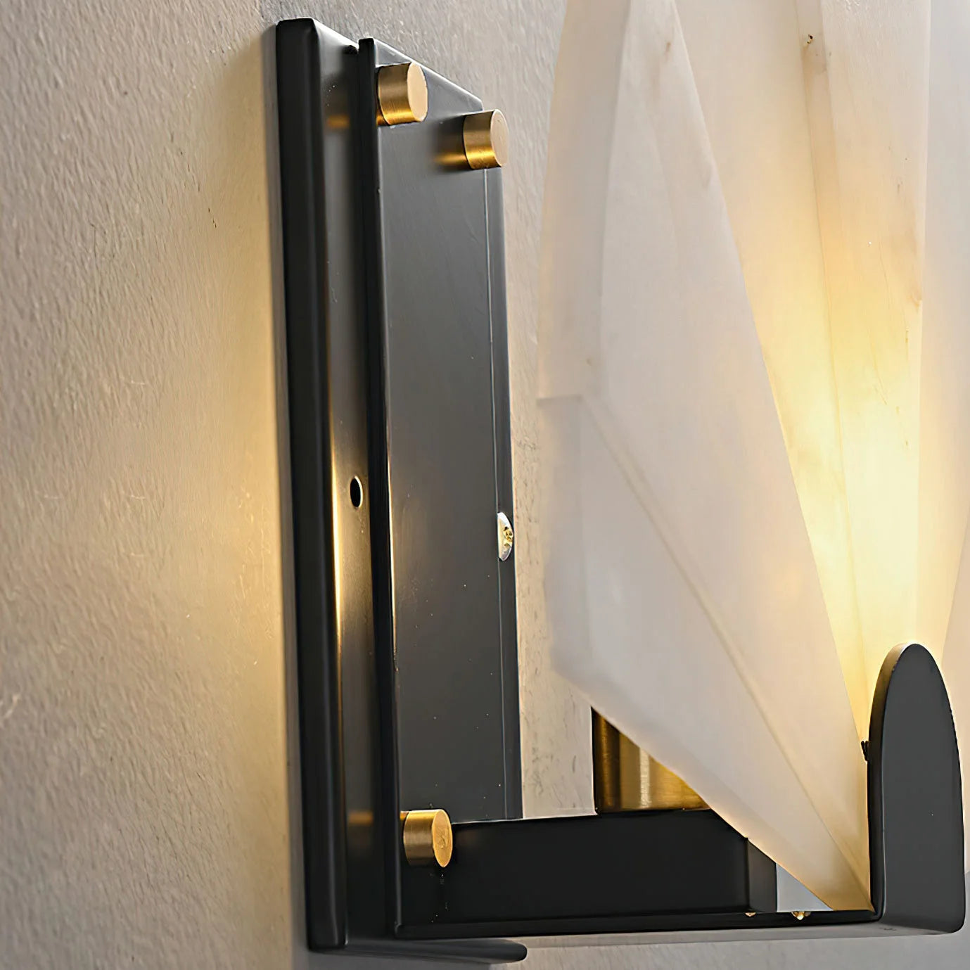 Fan Shaped Alabaster Wall Sconce – Sculptural Modern Accent