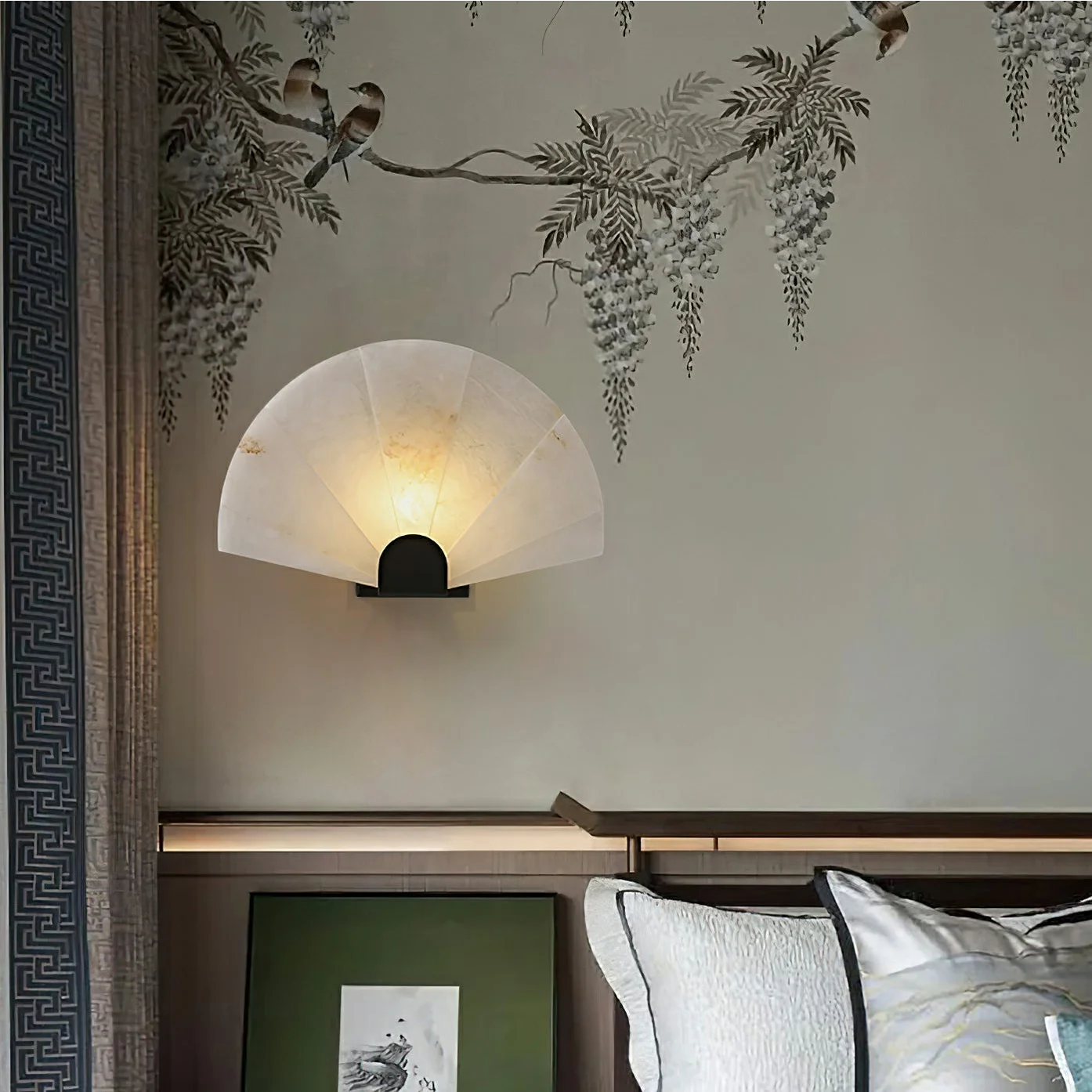 Fan Shaped Alabaster Wall Sconce – Sculptural Modern Accent