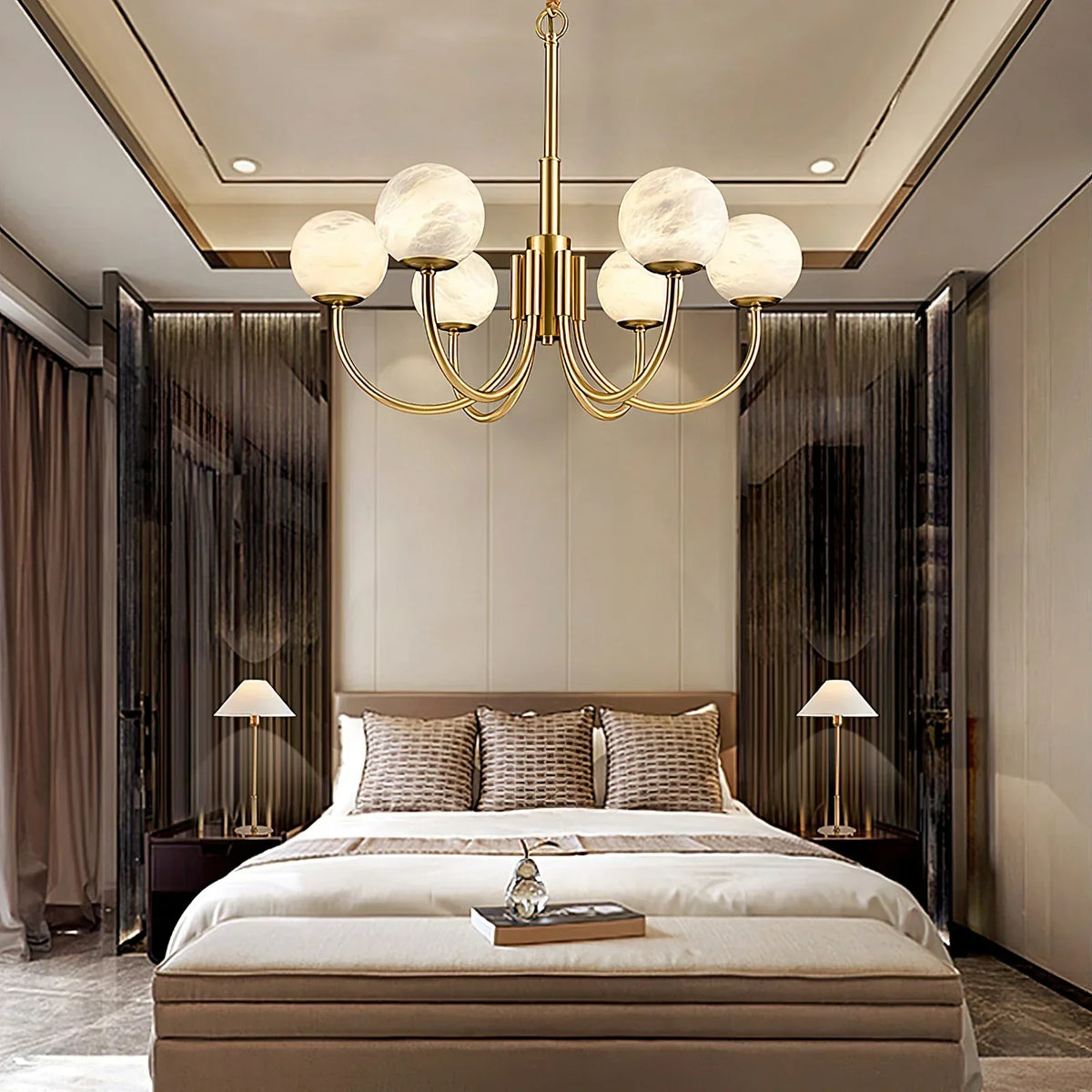 Alabaster Globe & Brass Chandelier | 6 8 or 10 Light 65cm to 100cm Modern Minimalist Dining Casalolalights Luxury Lamps