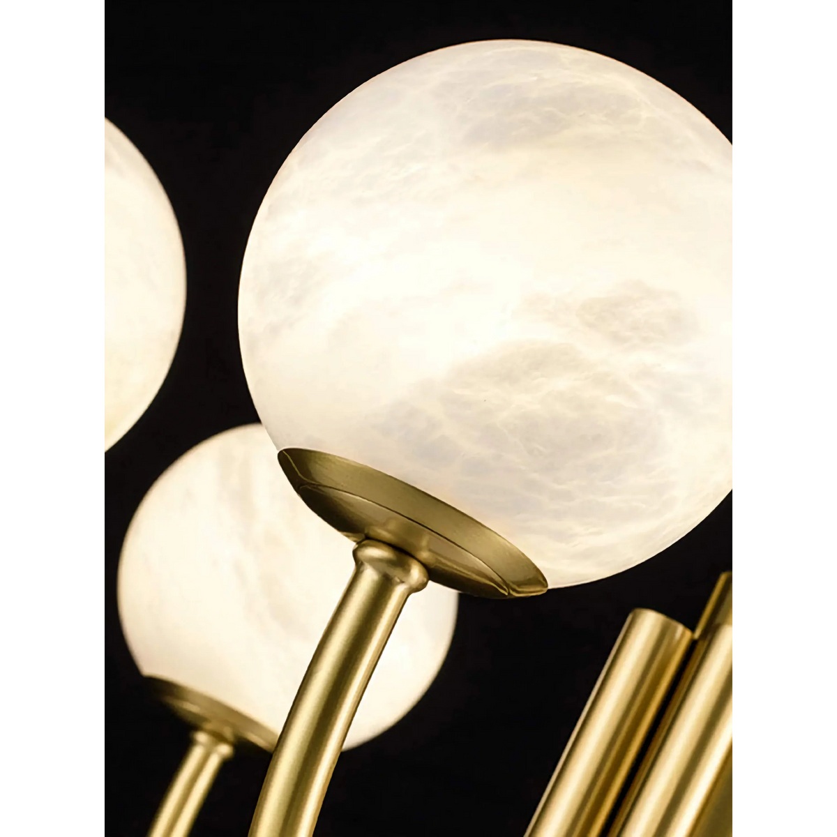 Alabaster Globe & Brass Chandelier | 6 8 or 10 Light 65cm to 100cm Modern Minimalist Dining Casalolalights Luxury Lamps