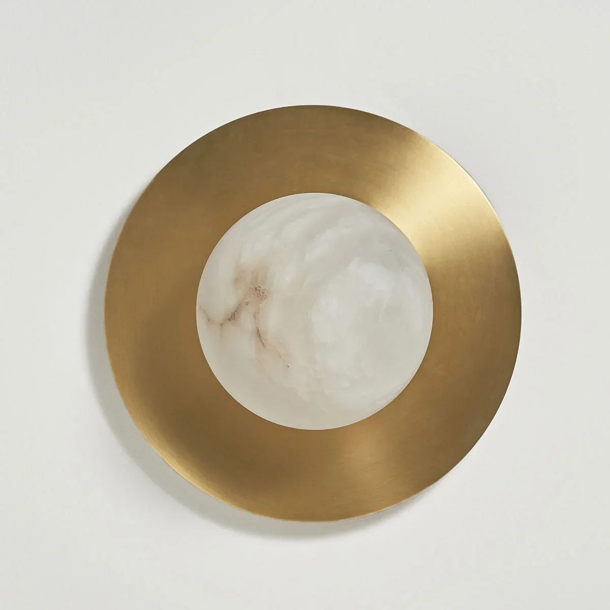 Alabaster Globe & Copper Disc Wall Sconce | Halo Stone-sphere Modern Minimalist Bedroom Hallway Casalolalights Luxury