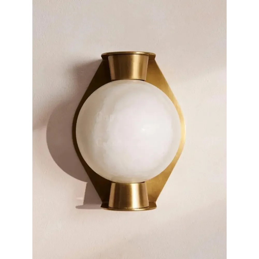 Alabaster Globe Wall Sconce – Sculpted Brass & Spanish Marble