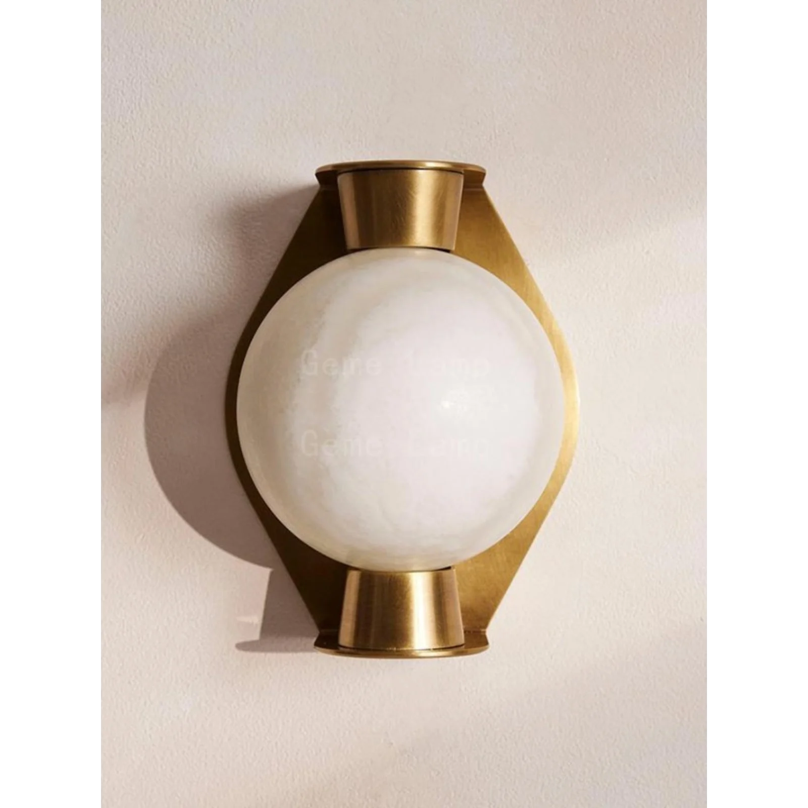 Alabaster Globe Wall Sconce – Sculpted Brass & Spanish Marble