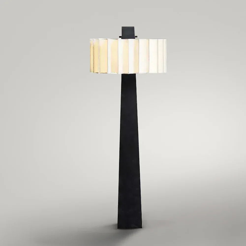 Luxury Floor Lamp for Living Room Marble Lampshade & Black Iron Base