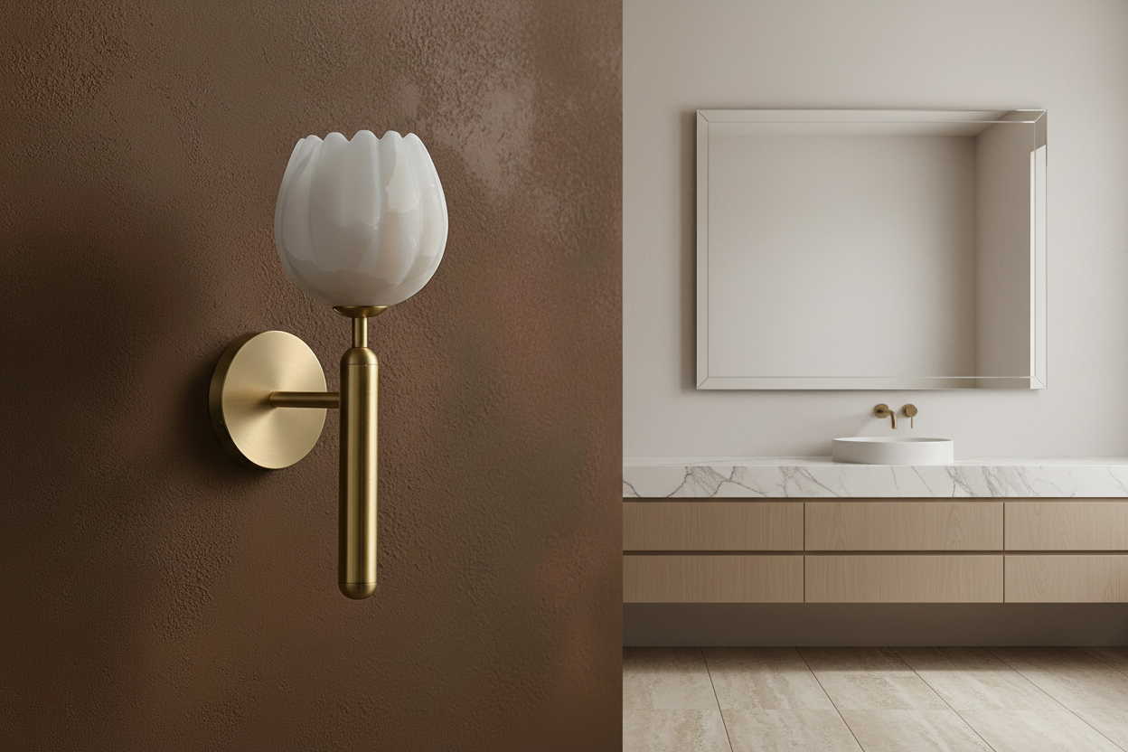 ALABASTER TULIP WALL SCONCE IN COPPER | CLDZY75