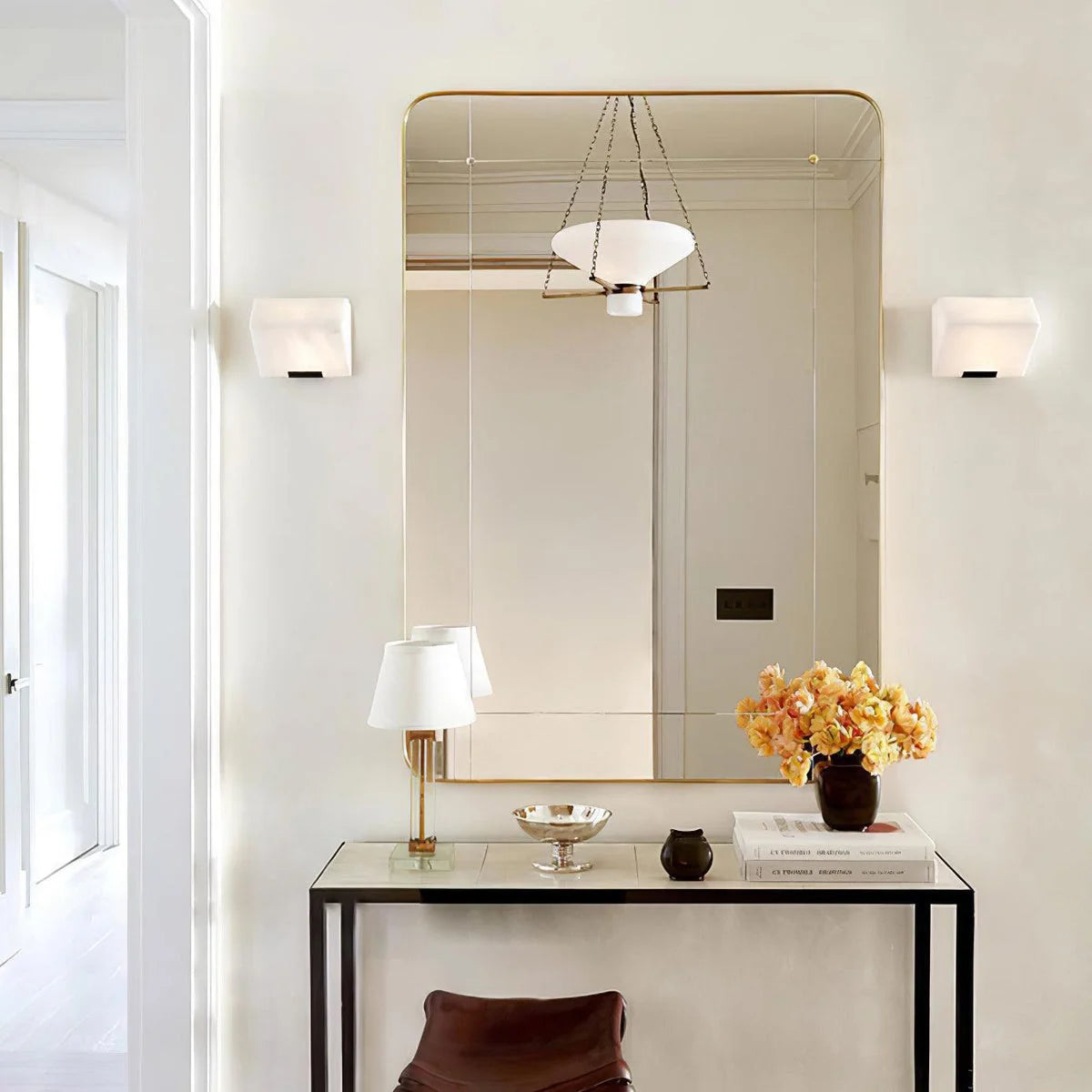 Cubist Alabaster Wall Sconce | Vintage French Accent Lighting