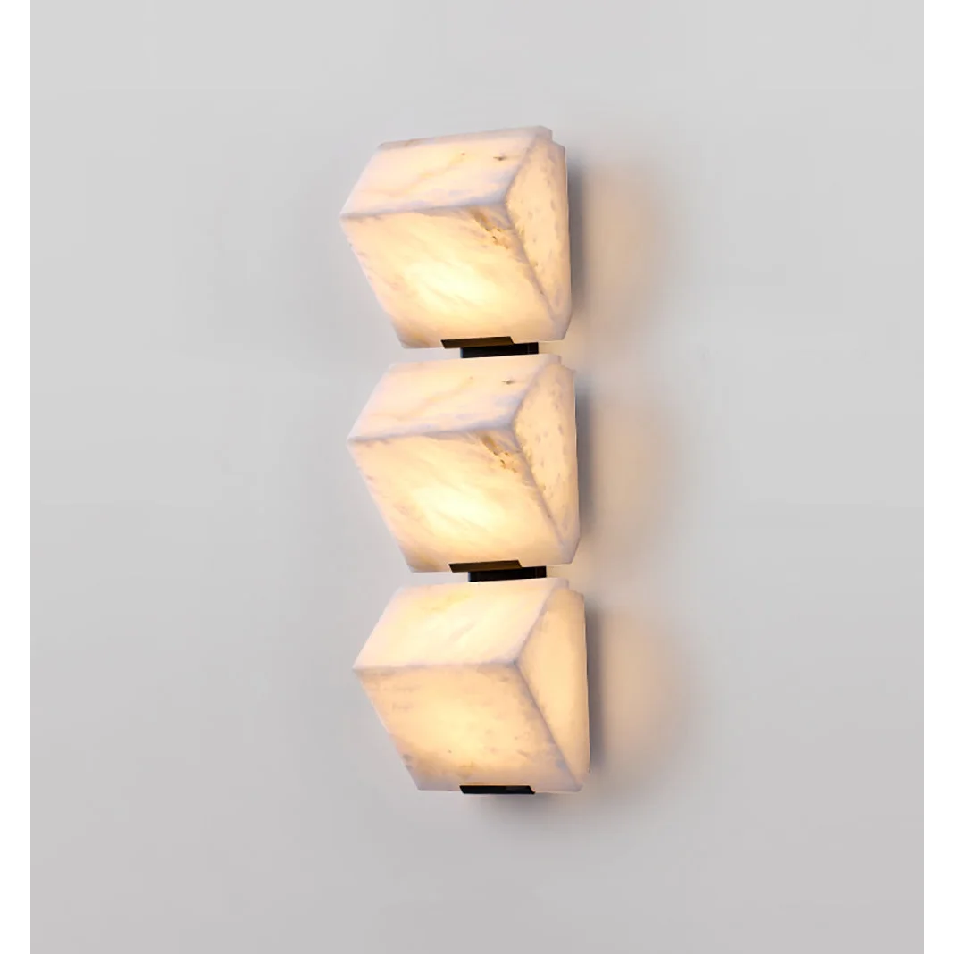 Cubist Alabaster Wall Sconce | Vintage French Accent Lighting