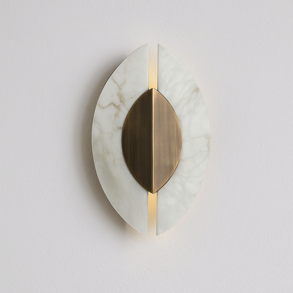 Alabaster Wing Wall Sconce | Carved Stone & Brushed Brass 40cm Organic Modern Living Bedroom Casalolalights Luxury