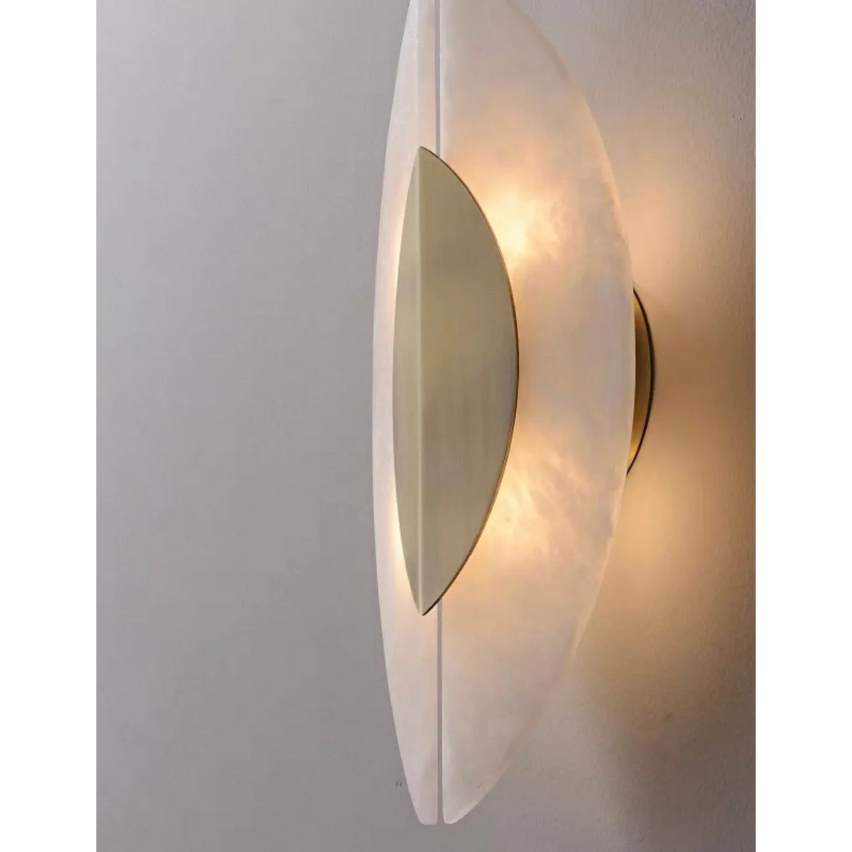 Alabaster Wing Wall Sconce | Carved Stone & Brushed Brass 40cm Organic Modern Living Bedroom Casalolalights Luxury