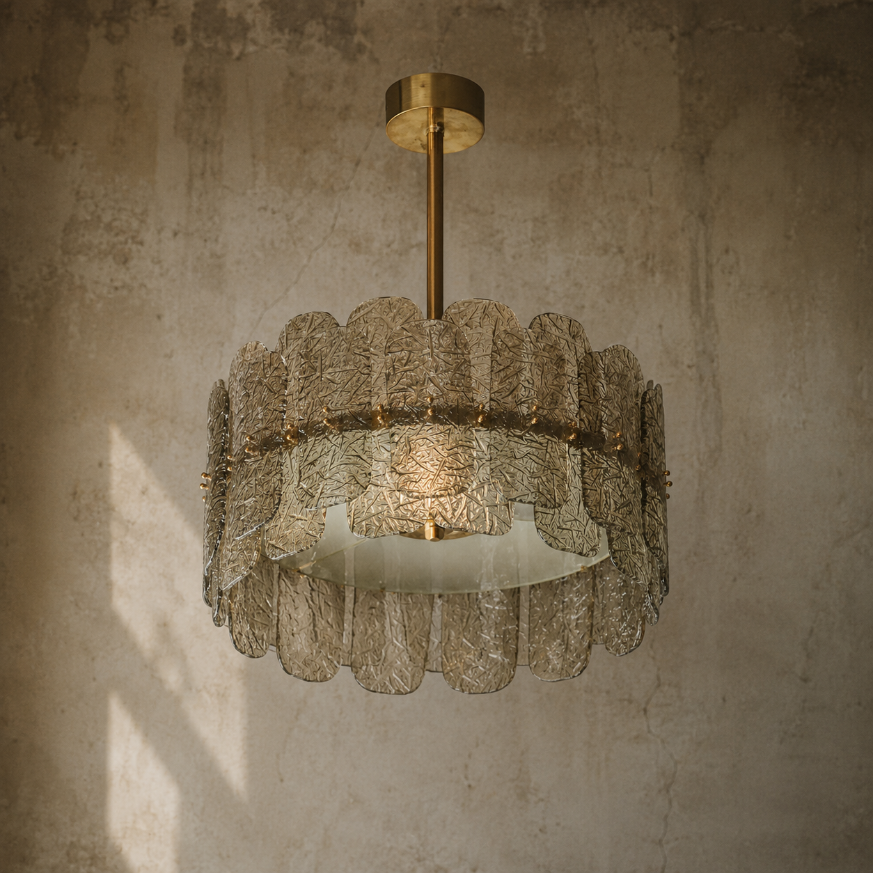 The Nocturne Chandelier | Smoky Art Glass & Brass | CLND007