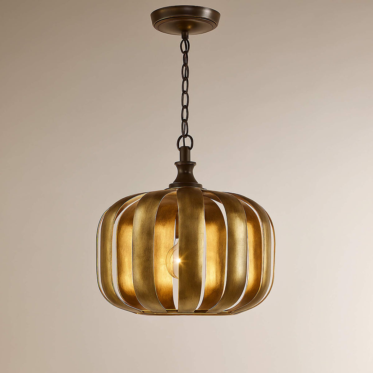 Antique Gold Cage Pendant Light | Distressed Iron Vintage Industrial Kitchen & Dining Casalolalights Luxury Lamps