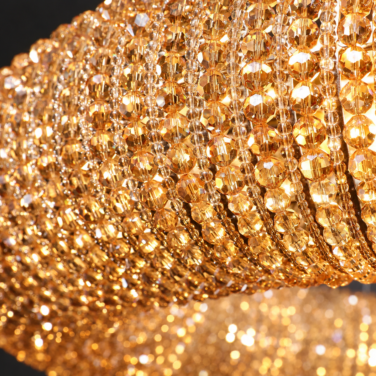 K9 Crystal Column Pendant Amber | Honey Toned Shimmer Short or Tall for a Stairwell Island Casalola Lights Luxury Lamps