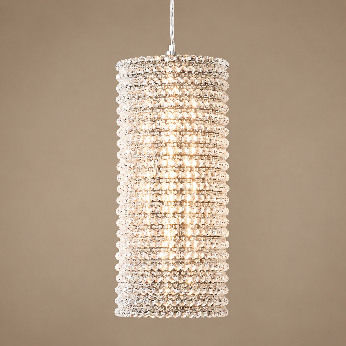 K9 Crystal Column Pendant Clear | Bright Silvery Sparkle Short or Tall for a Stairwell Island Casalola Lights Luxury