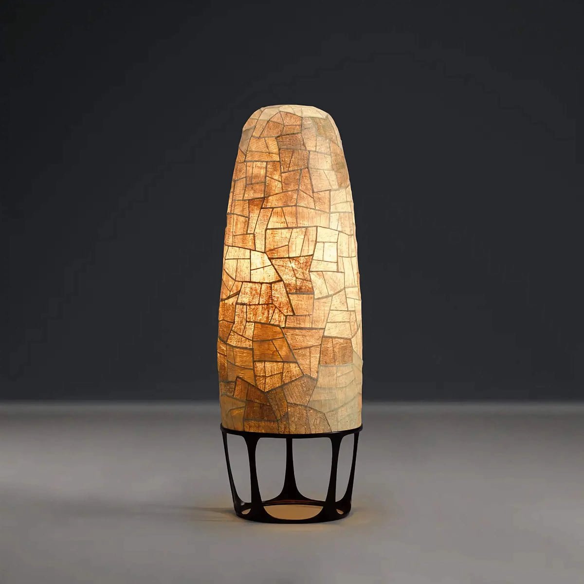 Wabi-sabi Sculptural Floor Lamp | Monolithic Parchment-texture Totem 114cm Organic Modern Living Room Casalolalights