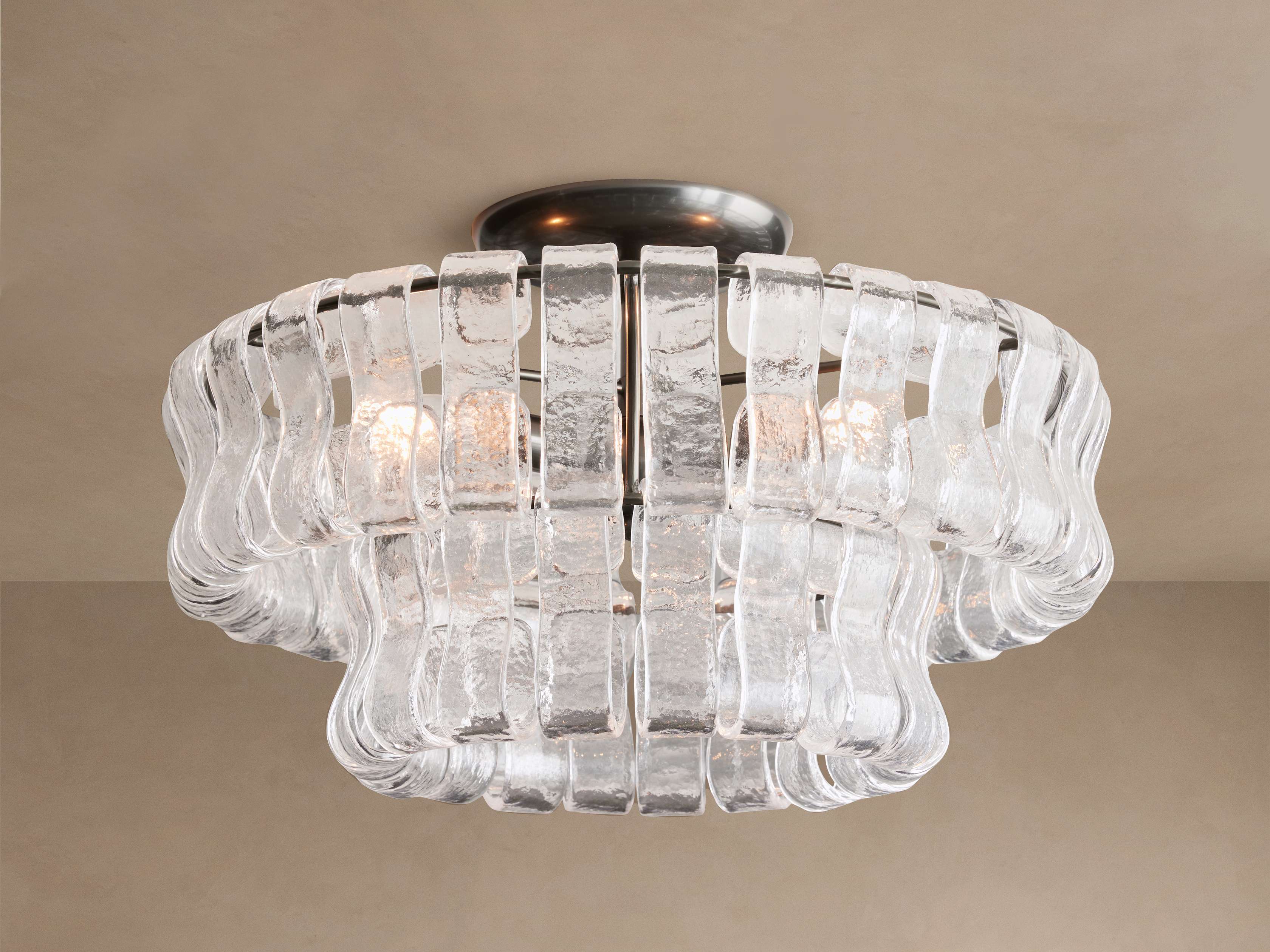 Art Deco Curved Glass Panel Semi Flush Ceiling Light in Brass or Bronze Dining Room Entryway Fixture Casalolalights