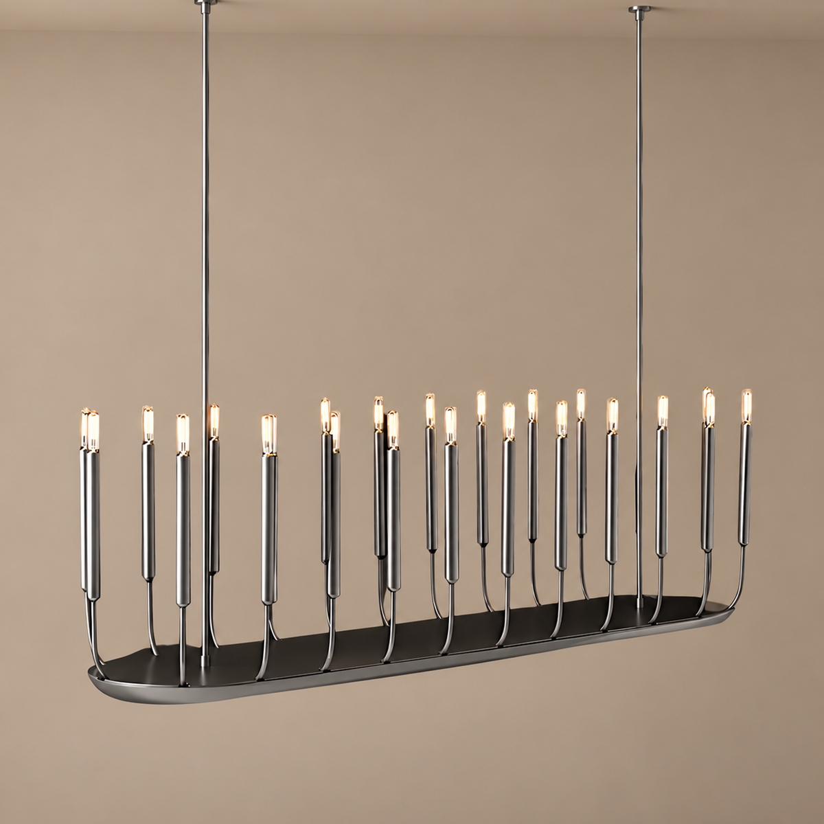 Linear Chandelier - Black Led Columns 20 or 24 Lights | Casalola Luxury Lamps for Interior Designers