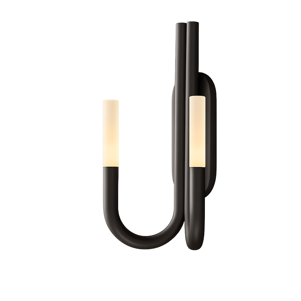 Double Tube Frosted Glass Wall Sconce Brass or Black | Tall Hallway Pair Mirror Light 51cm Vertical Casalola Lights