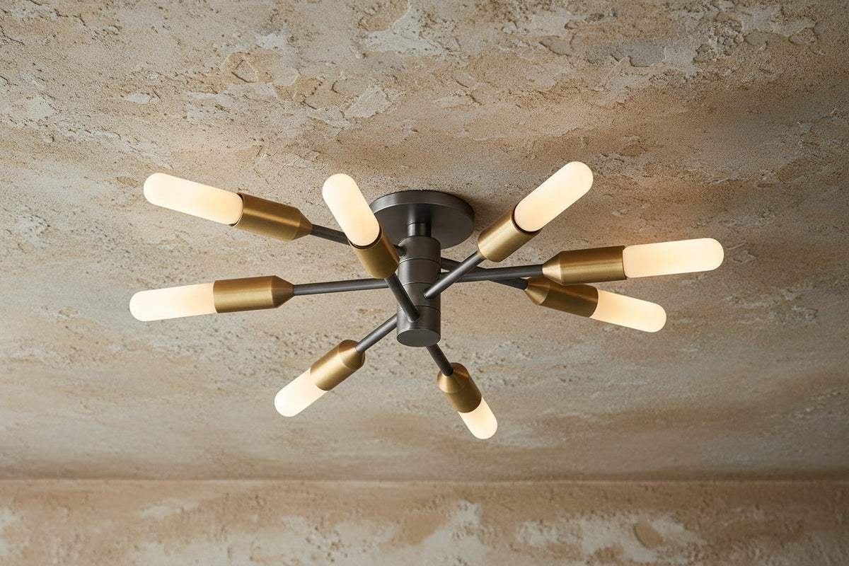 Black Brass Sputnik Flush Mount | 8-light Mid-century Ceiling Light Modern Dining Room & Entry Casalolalights Luxury