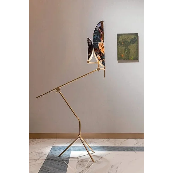Akira Brass Floral Screen Art Deco Floor Lamp | Kyoto Atelier Hana Adjustable Ul-listed Led-ready