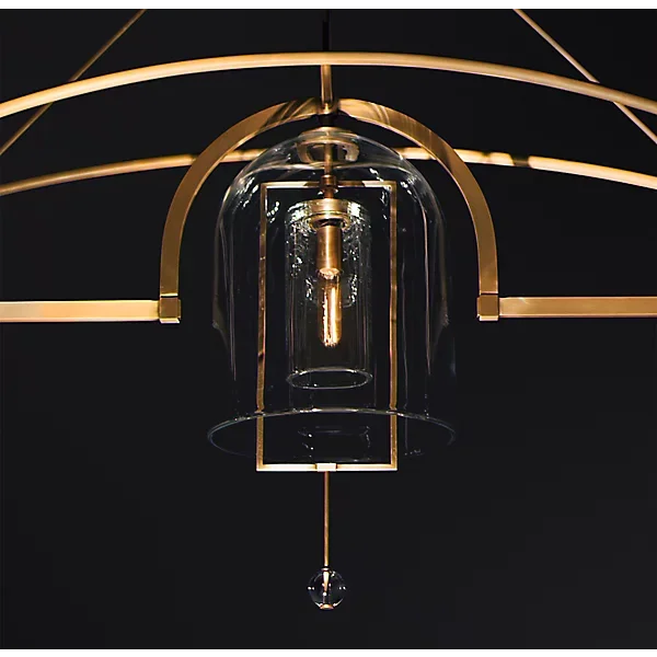 Brass or Black Steel & Glass Chandelier | Art Deco Domes 80cm to 140cm Dining Foyer Casalolalights Luxury Lamps