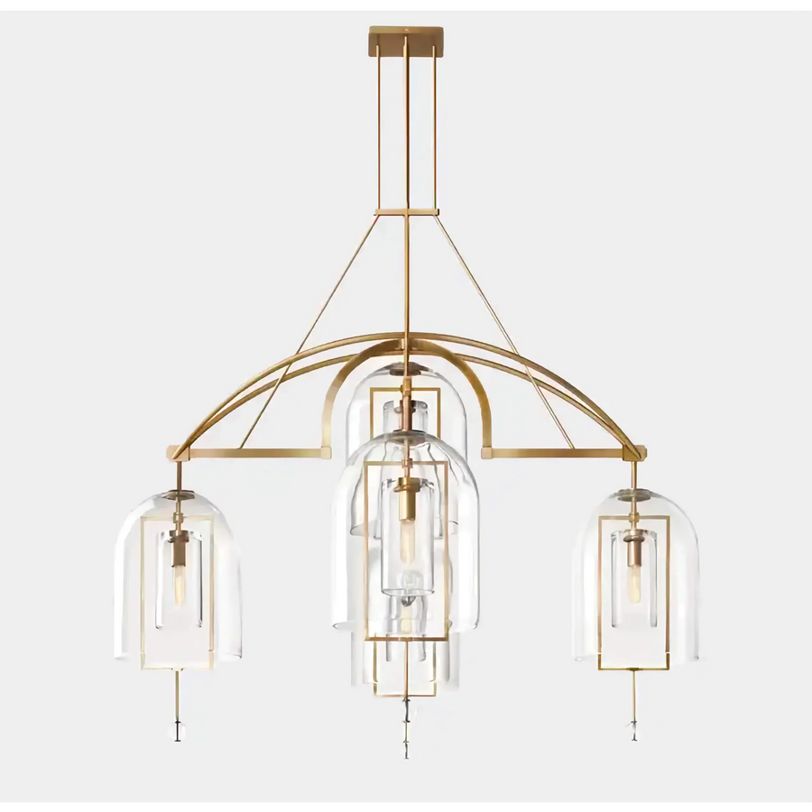 Art Deco Brass & Glass Chandelier