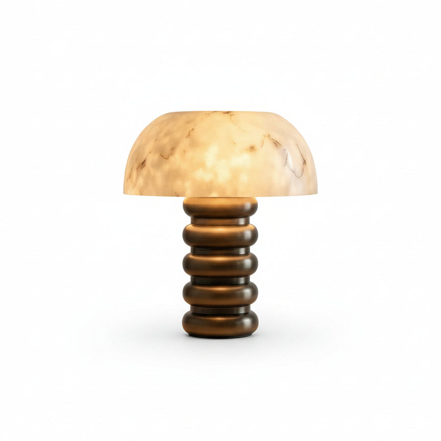 Art Deco Marble Floor Lamp with Bronze-finish Base | Luxury Table Lamps for Console Living Room Bedroom