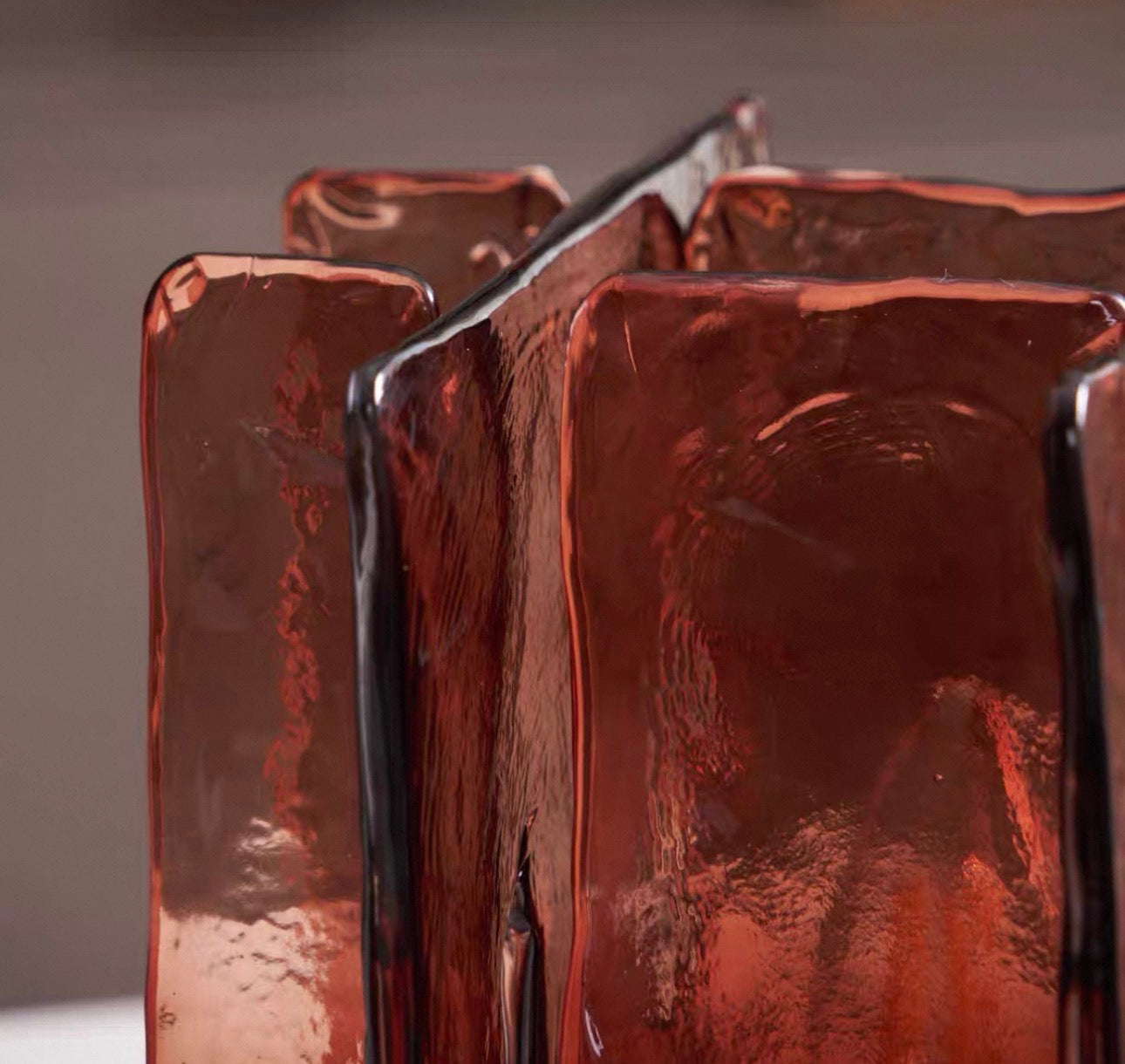 Art Deco Red Glass Blade Table Lamp for Living Room Bedroom