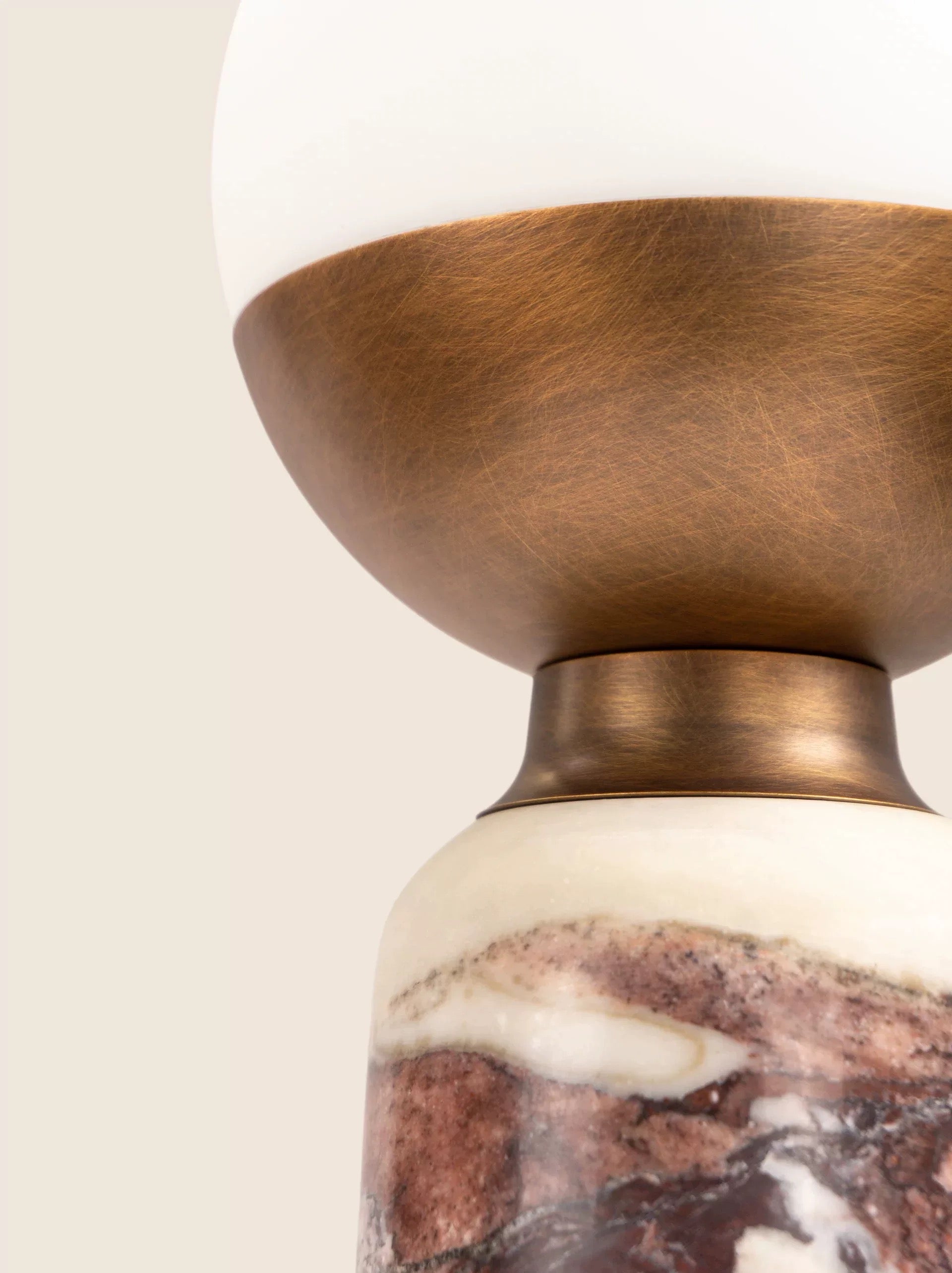 Art Deco Red Marble Lamp | Copper Table | Modern Desk for Console Living Room