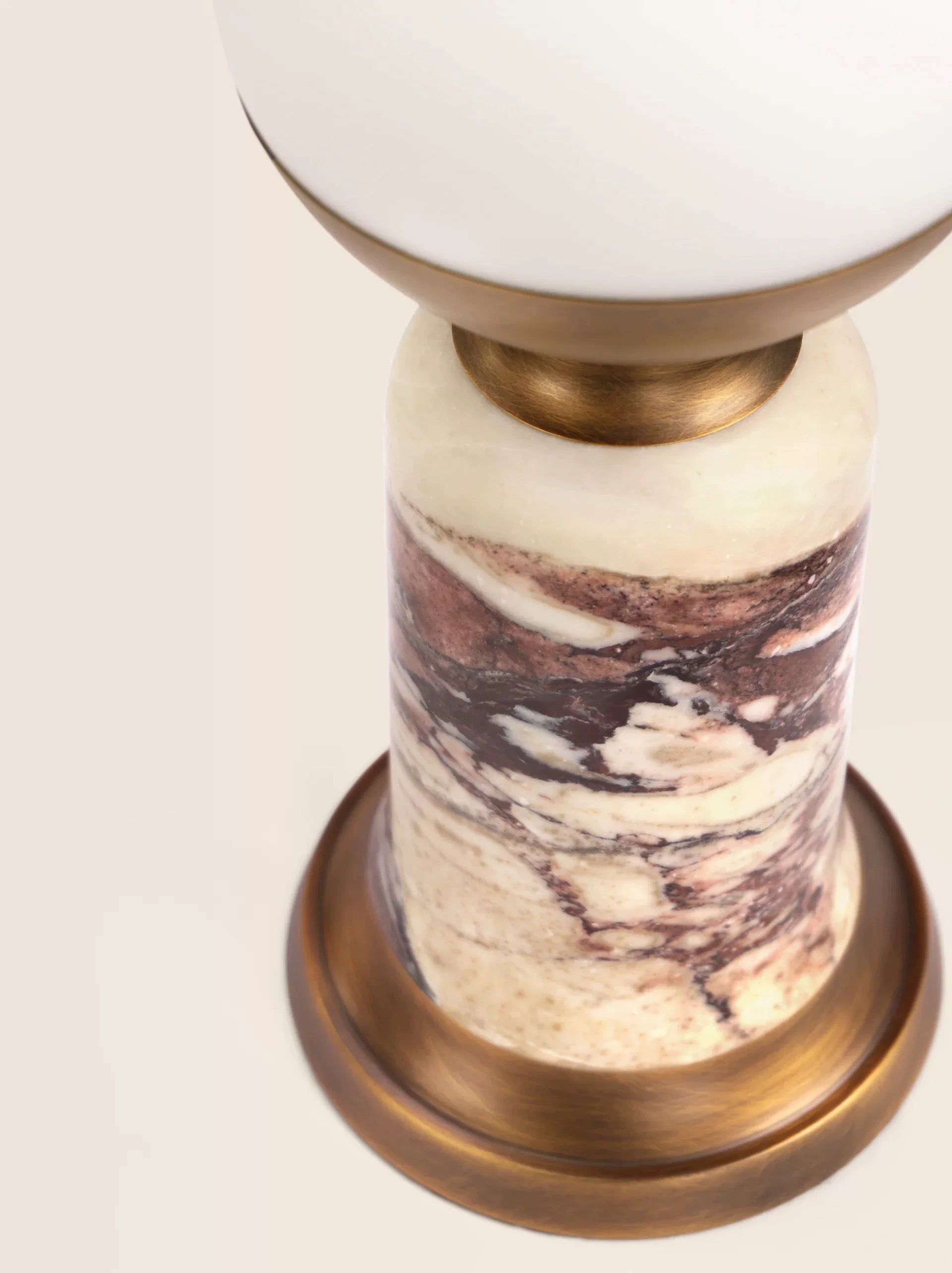 Art Deco Red Marble Lamp | Copper Table | Modern Desk for Console Living Room