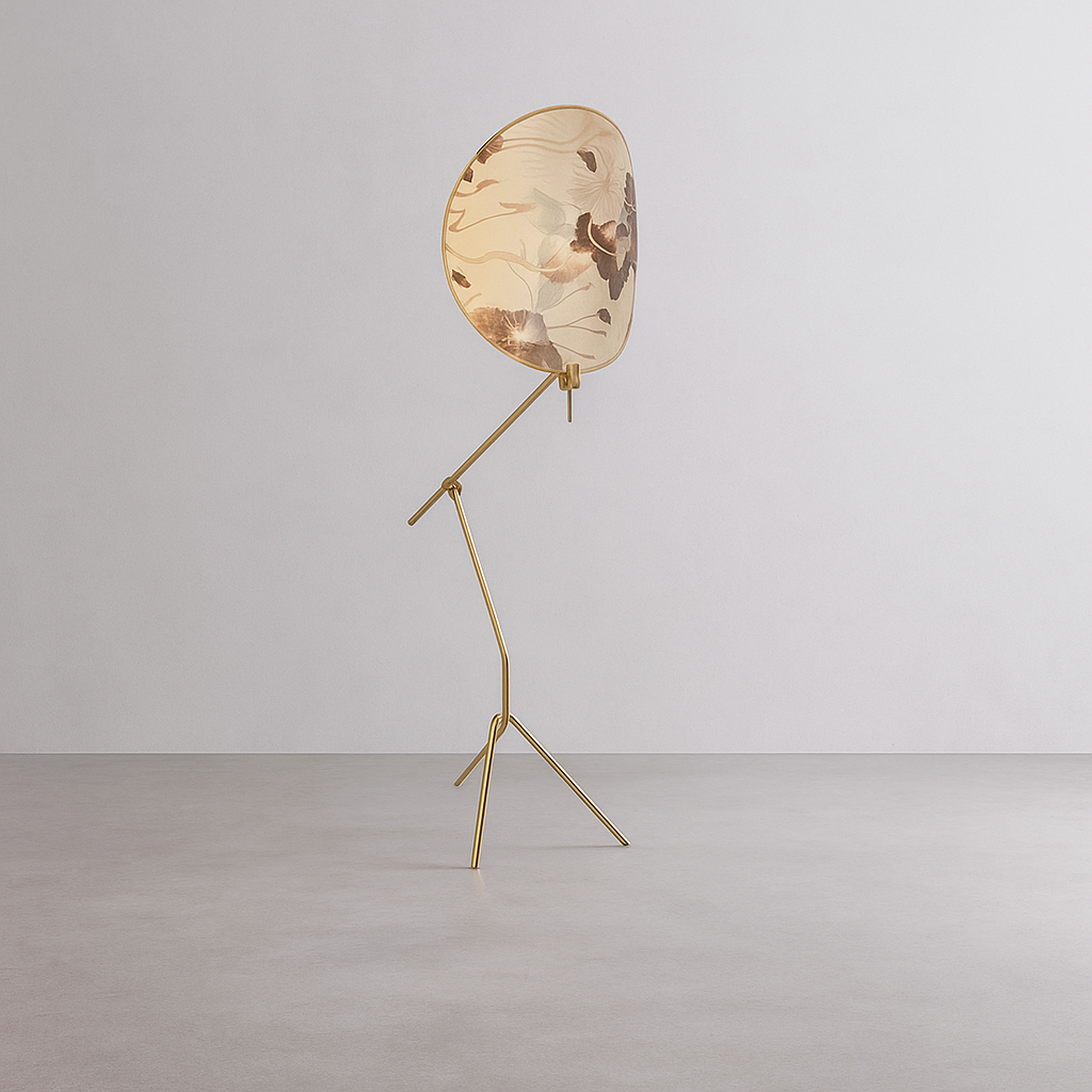 ART DECO БЕЛЫЕ НАПОЛЬНЫЕ ЛАМПЫ ИЗ ТКАНИ С ЦВЕТОЧНЫМ УЗОРОМ | CLXDR026