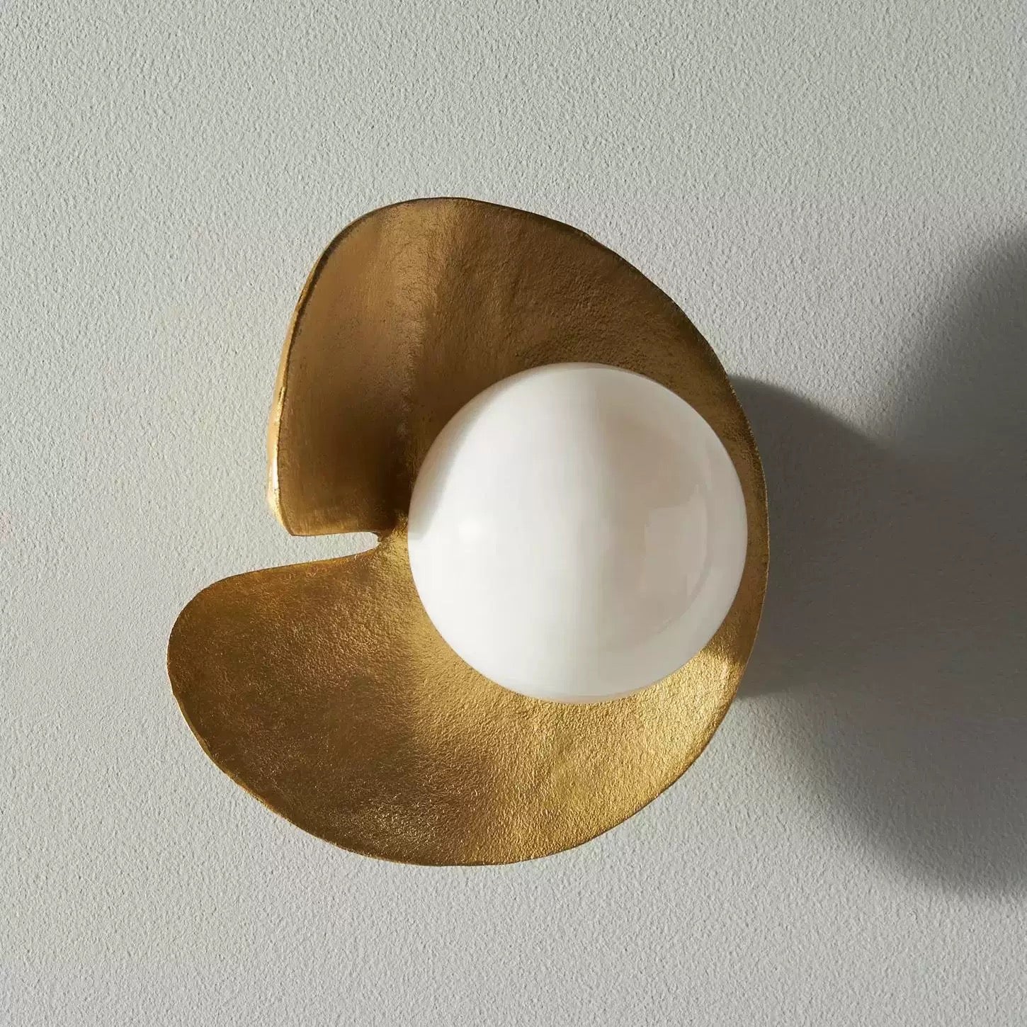 Solid Copper Wall Sconce | Organic Wabi-sabi Gold Leaf Design | Mid-century Modern Globe Light | Casalola Lights