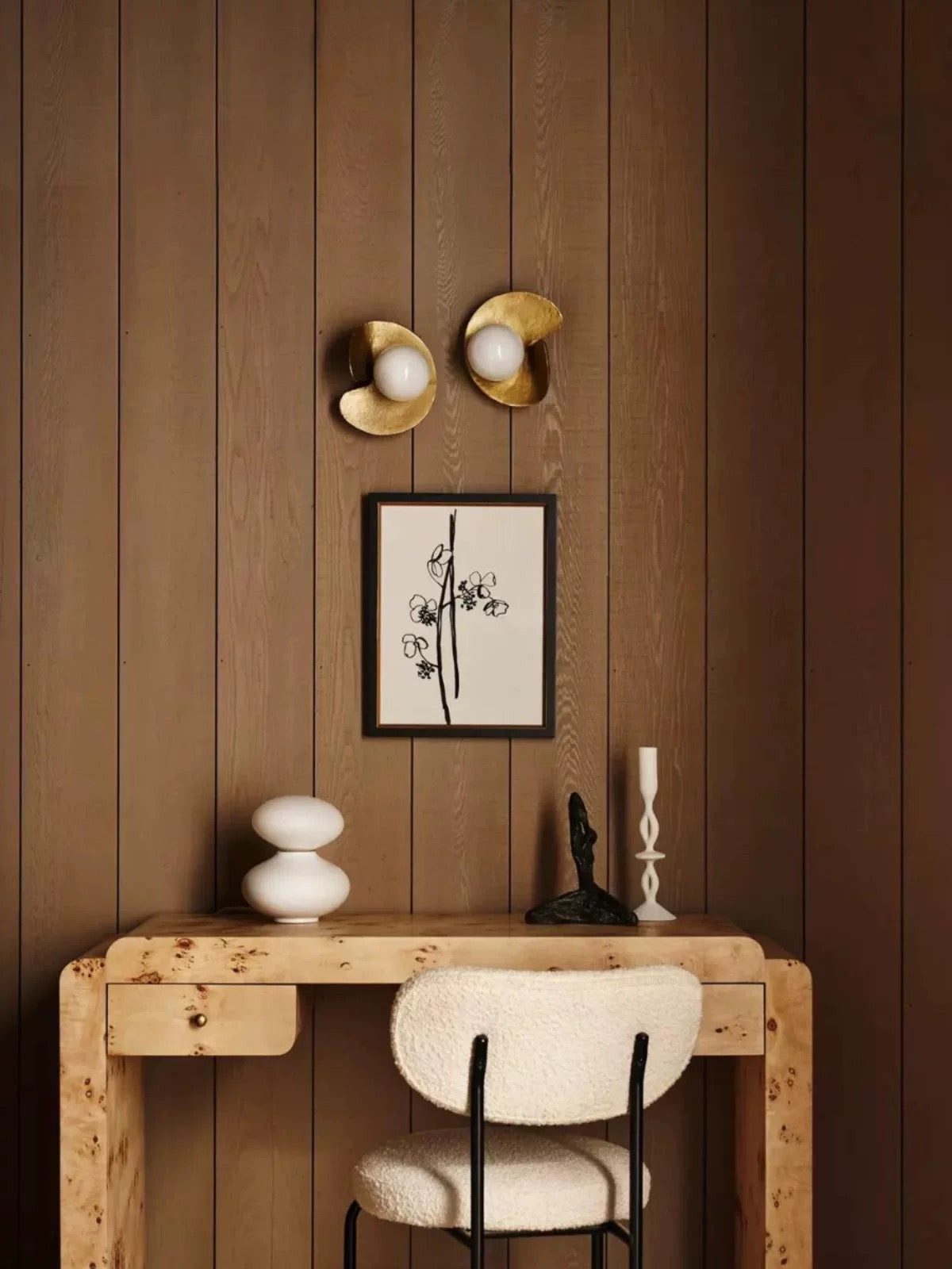 Solid Copper Wall Sconce | Organic Wabi-sabi Gold Leaf Design | Mid-century Modern Globe Light | Casalola Lights