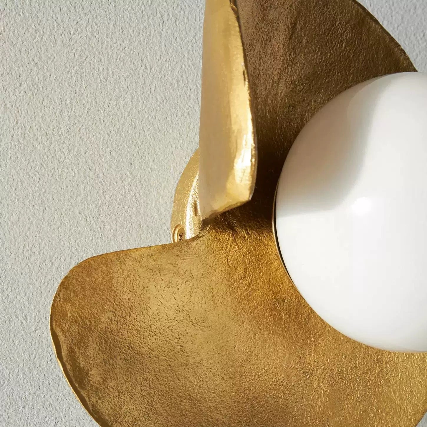 Solid Copper Wall Sconce | Organic Wabi-sabi Gold Leaf Design | Mid-century Modern Globe Light | Casalola Lights