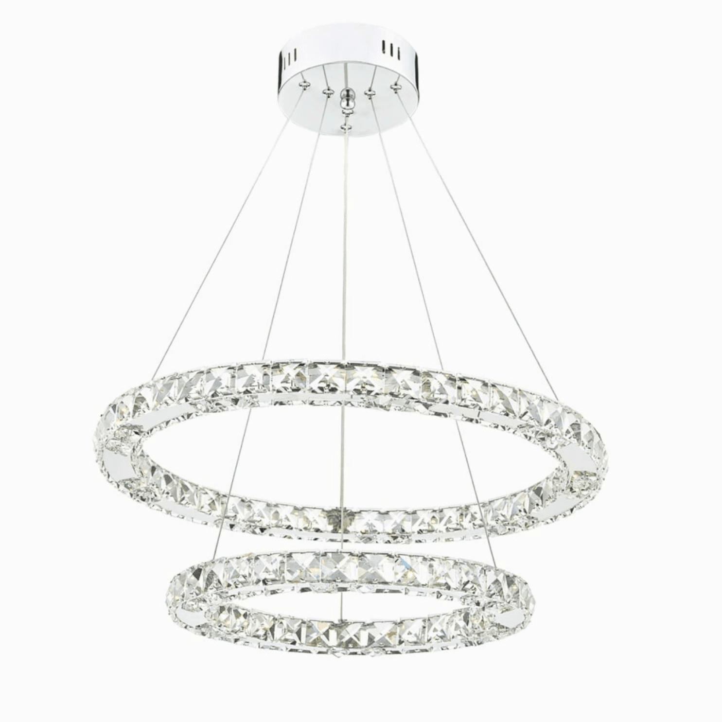 Luxury 2 - rings Crystal Chandelier | Modern Light Ceiling Lamp For Living Room - Chandeliers