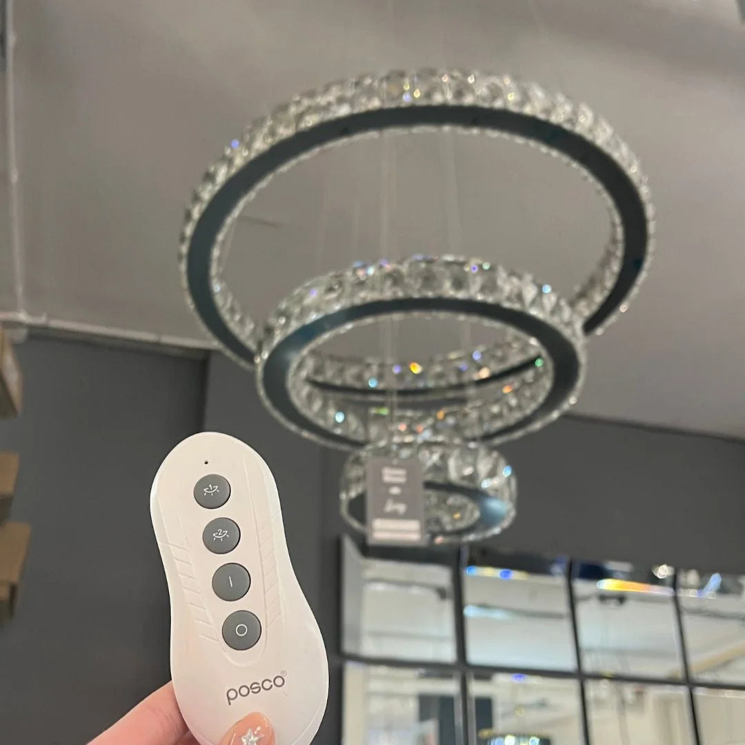 Crystal Chandelier | Luxury 3 Silver Rings for Living Room Stairs Hotel Hall | Casalola