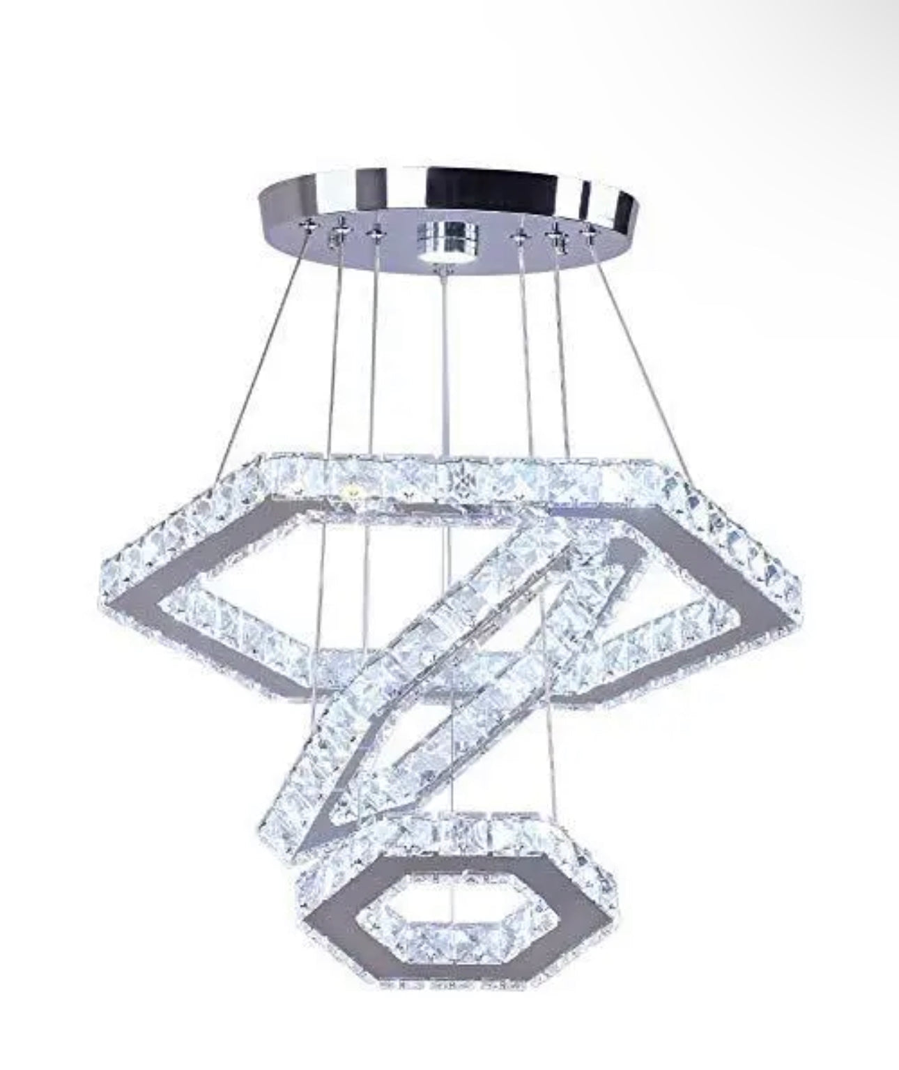 Silver Crystal Chandelier With Three Rings - Unparalleled Luxury For Your Living Room Hotel Semi - flush Mounts
