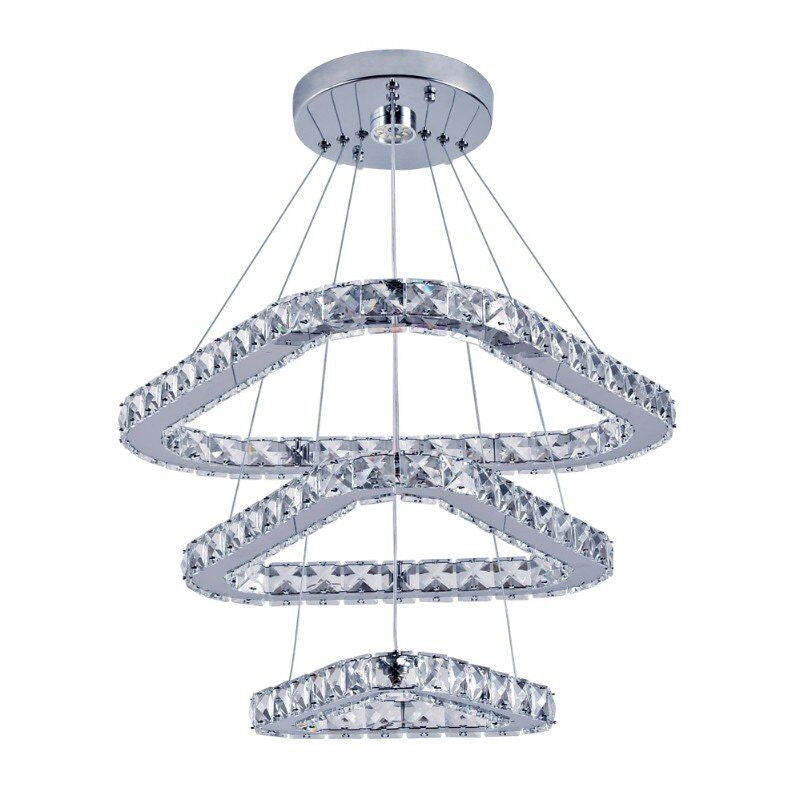 Silver Crystal Chandelier With Three Rings - Unparalleled Luxury For Your Living Room Hotel Semi - flush Mounts