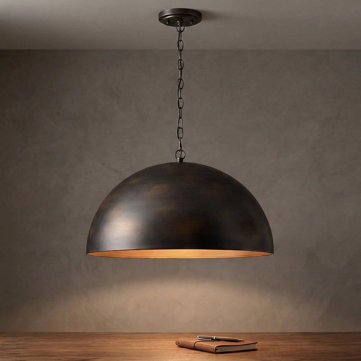 Copper Dome Pendant Light | Oversized Hemispherical Mid-century Wabi-sabi Dining & Kitchen Casalolalights Luxury Lamps